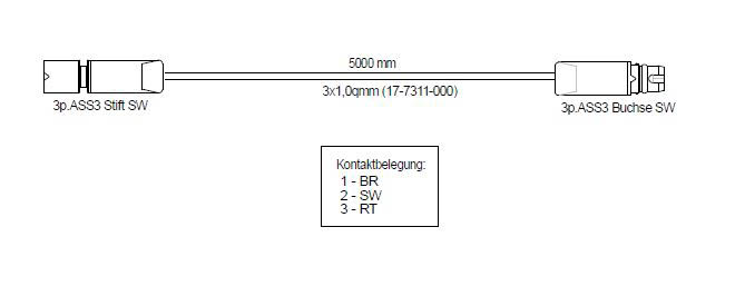 Imagen de 65-1503-004 Aspöck Verlängerungskabel 3pol ASS3 5m Kabel 3-adrig