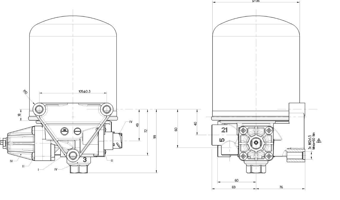 Bild von WABCO 4324101620 1-Kammer-Lufttrockner  Druckregler