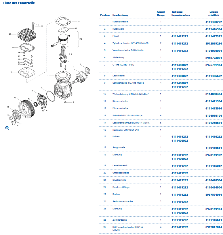 Bild von WABCO 4111410040 Einzylinder-Kompressor