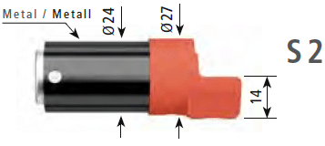 S2 Arretierrohr 25 mm weniger Hub 